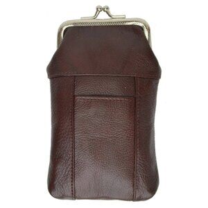 ROMA LEATHER Cigarette Case with Lighter Holder- Dark Brown